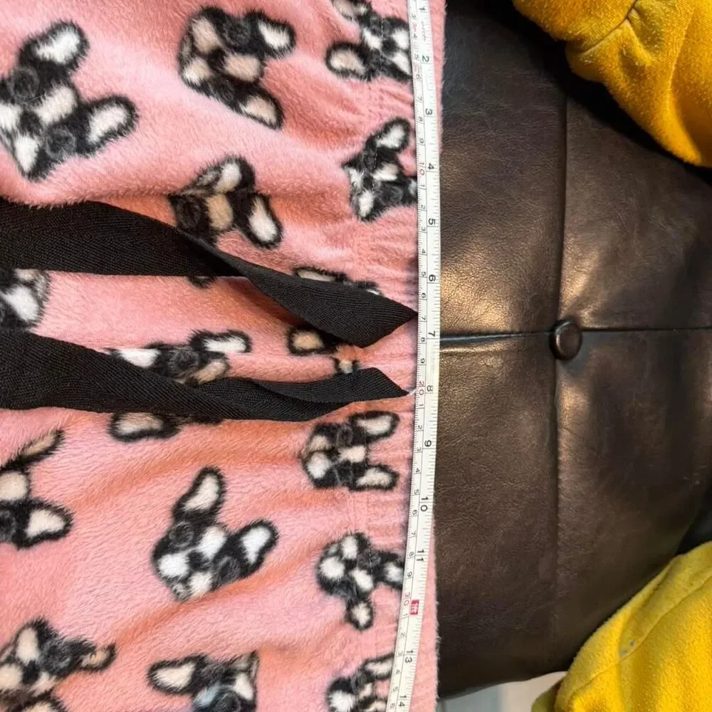 Ardene pink fleece French bulldog print fleece pajama pants Size M